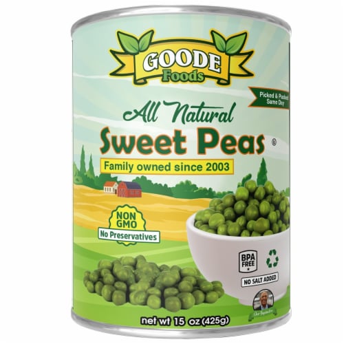 Goode Foods All Natural Canned Sweet Peas Perspective: front