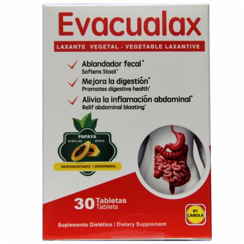 Evacualax Laxative Dietary Supplement Capsules 30 Count Perspective: front