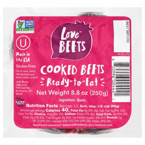 Love Beets™ Ready-to-Eat Vacuum-Packed Cooked Beets Perspective: front