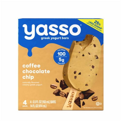 Yasso Coffee Chocolate Chip Frozen Greek Yogurt Bars Perspective: front