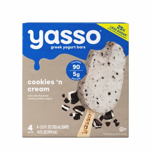 Yasso Cookies & Cream Frozen Greek Yogurt Bars Perspective: front