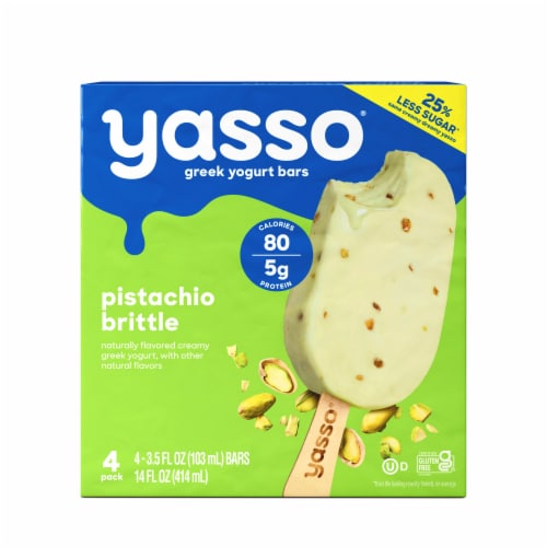 Yasso Frozen Greek Yogurt Pistachio Brittle Bars Perspective: front