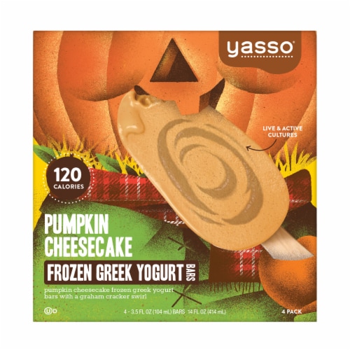 Yasso Pumpkin Cheesecake Frozen Greek Yogurt Bars Perspective: front