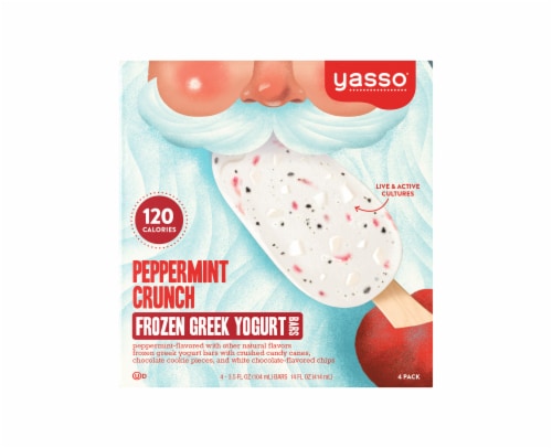 Yasso Peppermint Crunch Frozen Greek Yogurt Bars 4 Count Perspective: front