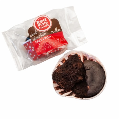 Red Plate Dark Chocolate Muffins Perspective: front