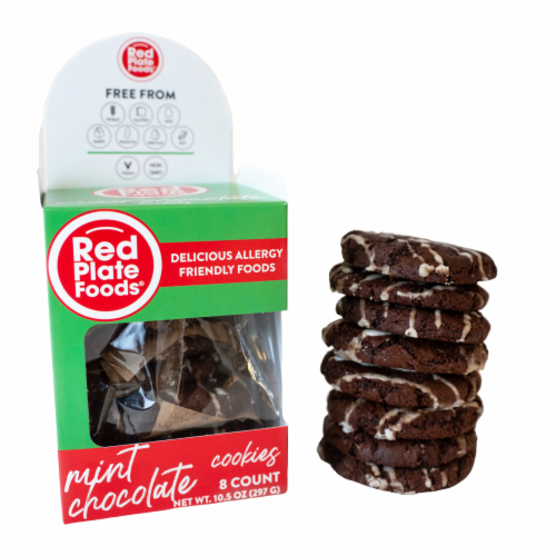 Red Plate Mint Chocolate Cookies Perspective: front
