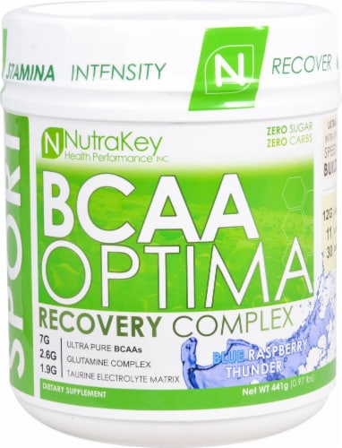 NutraKey  BCAA Optima   Blue Raspberry Thunder Perspective: front