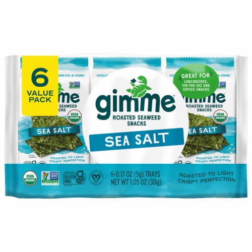 Gimme® Organic Premium Sea Salt Roasted Seaweed Snacks Perspective: front