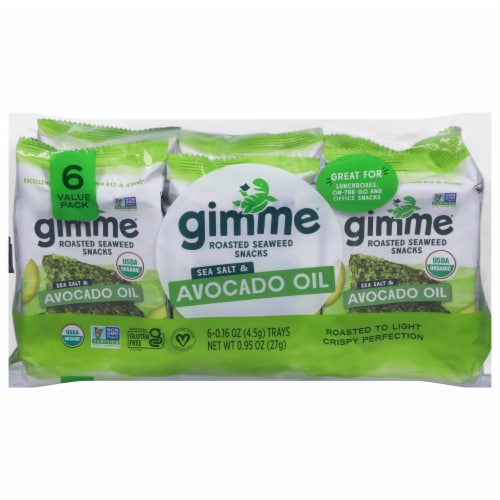 Gimme® Organic Sea Salt & Avocado Oil Premium Roasted Seaweed Perspective: front