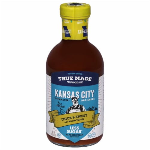 True Made Foods Less Sugar Kansas City BBQ Sauce Perspective: front