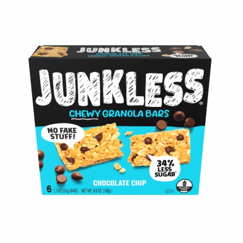 Junkless Chocolate Chip Chewy Granola Bars Perspective: front