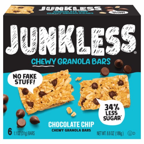 Junkless Chocolate Chip Chewy Granola Bars Perspective: front