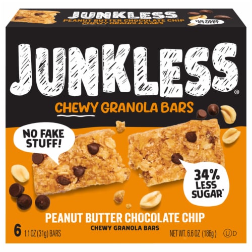 Junkless Peanut Butter Chocolate Chip Chewy Granola Bars 6Ct