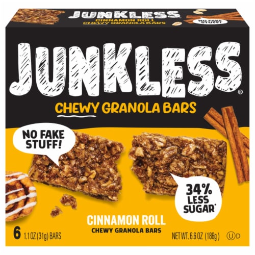 Junkless Cinnamon Roll Chewy Granola Bars Perspective: front