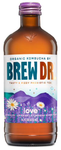 Brew Dr.® Love Organic Kombucha Bottle Perspective: front