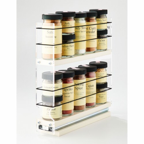 Convenient Spice Drawer Organization with Glass Jars and Labels