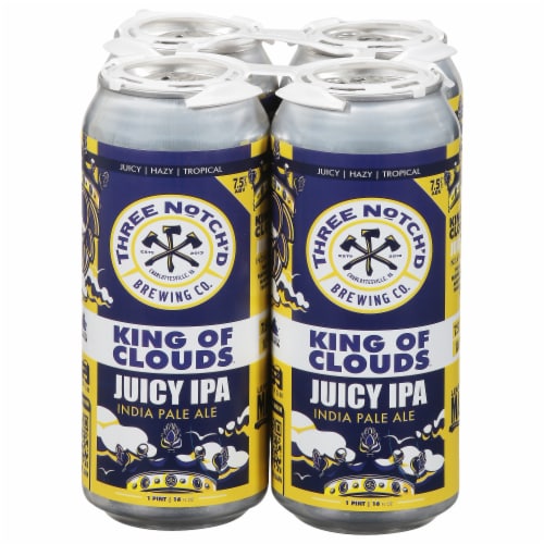 Three Notch'd Brewing Co King Of Clouds Juicy Pale Ale Perspective: front
