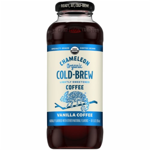 Chameleon Organic Cold Brew Lightly Sweetened Vanilla Coffee Perspective: front