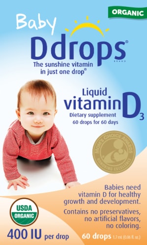 Baby Ddrops Vitamin D3 400IU Liquid Perspective: front