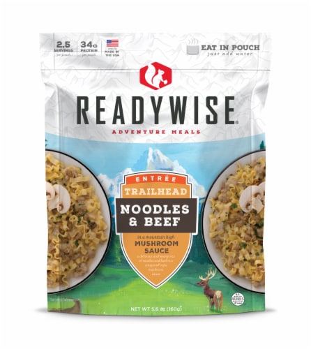 ReadyWise Adventure Meals Noodles and Beef in Mushroom Sauce Entree Perspective: front