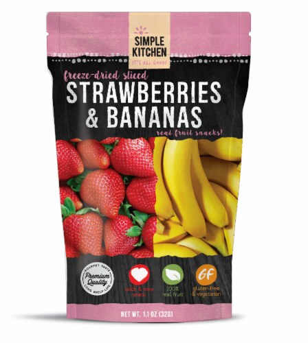 Simple Kitchen Freeze-Dried Sliced Strawberries & Bananas Perspective: front
