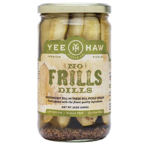 YeeHaw Pickle Co. No Frills Dill Pickle Spears Perspective: front