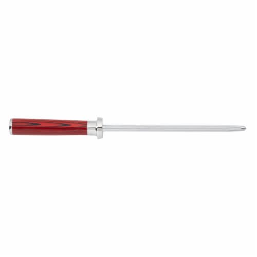 Ergo Chef CRIMSON 8" Honing Steel - Red G10 Handle Perspective: front