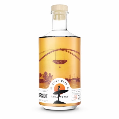 Surf City Still Works Aged 1 Years Pierside Small Batch Indiana Bourbon Whiskey Perspective: front