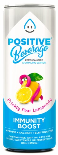 Positive® Beverage Zero Calorie Prickly Pear Lemonade Flavored Sparkling Bottled Water Perspective: front