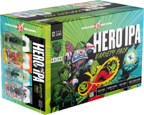 Revolution Brewing League of Heroes IPA Variety Pack Beer Perspective: front