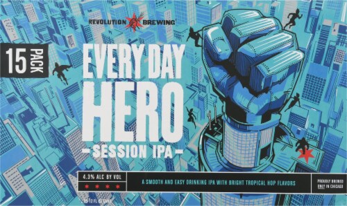 Revolution Brewing Every Day Hero Session IPA Perspective: front