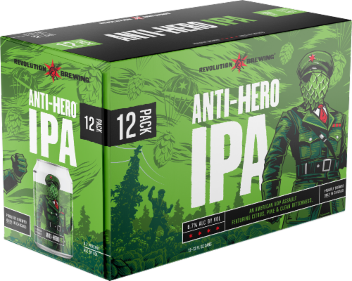 Revolution Brewing Anti-Hero IPA Craft Beer Perspective: front
