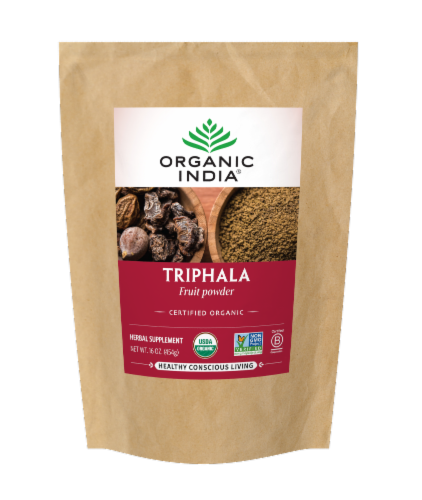 Organic India® Triphala Fruit Powder Herbal Supplement Perspective: front