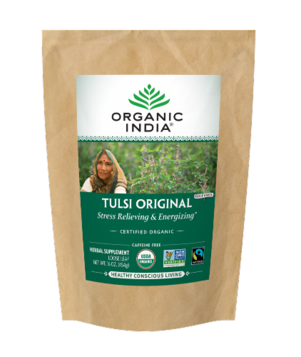 Organic India Tulsi Holy Basil Loose Leaf Original Perspective: front