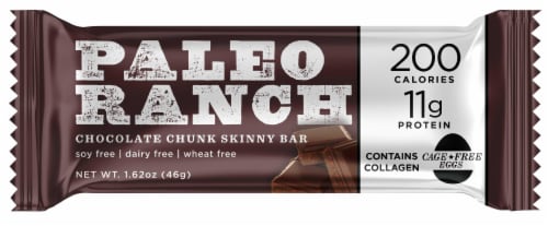 Paleo Ranch Chocolate Chunk Skinny Protein Bar Perspective: front