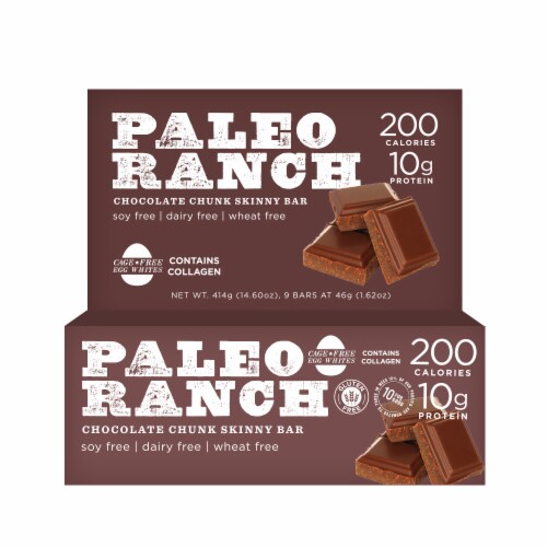 Paleo Ranch Chocolate Chunk Skinny Bars Display 9 Count Perspective: front