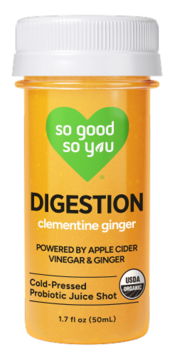 So Good So You® Digestion Clementine Ginger Probiotic Wellness Shot Perspective: front