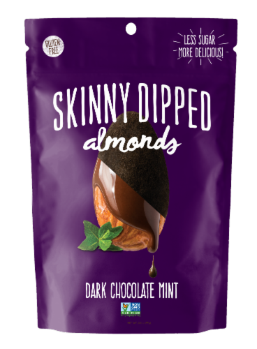 SkinnyDipped Dark Chocolate Mint Almonds Perspective: front