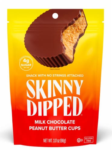 Skinny Dipped Milk Chocolate Peanut Butter Cups Perspective: front