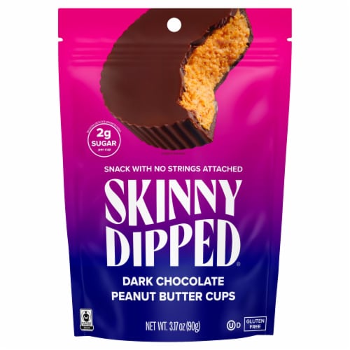 SkinnyDipped Dark Chocolate Peanut Butter Cups Perspective: front