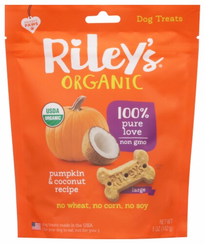 Riley's Organic Pumpkin & Coconut Recipe Dog Treats Perspective: front