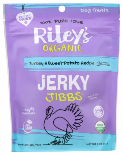 Riley's Organic Turkey and Sweet Potato Jerky Dog Treats Perspective: front