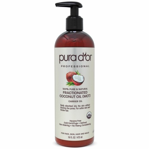 Pura d'or Organic Fractionated Coconut Oil Perspective: front