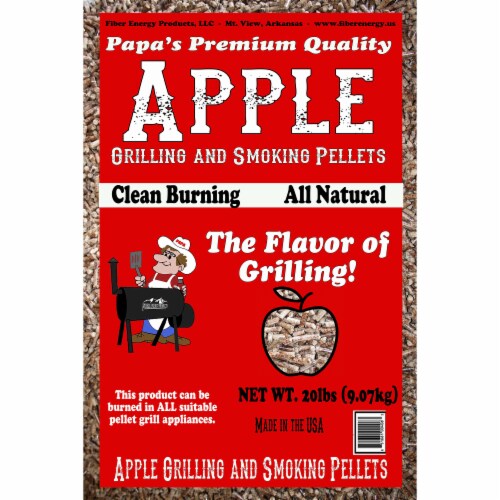 Papa's Premium Apple Wood Grilling Smoking Pellets with Low Ash Red & White Oak Perspective: front