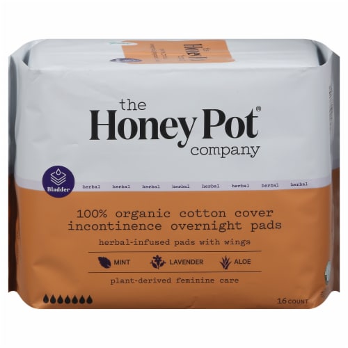 The Honey Pot® Organic Incontinence Overnight Pads With Wings Perspective: front