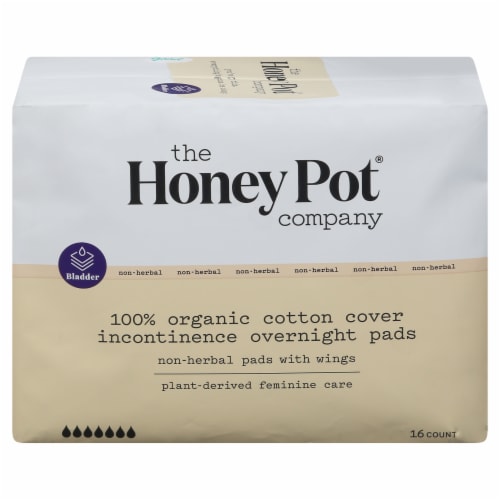 The Honey Pot Pads, Incontinence Daytime, with Wings, Organic - 16 pads