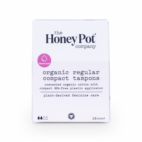 The Honey Pot Tampons Regular Absorbency 100% Organic Cotton BPA-Free  Applicator Plant Derived, 16 Count - Pay Less Super Markets