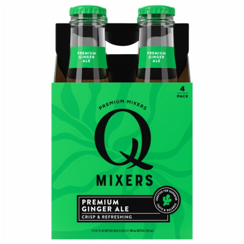Q Mixers Ginger Ale, Premium Cocktail Mixer Made with Real Ingredients, 6.7 Fl Oz (4 Bottles) Perspective: front