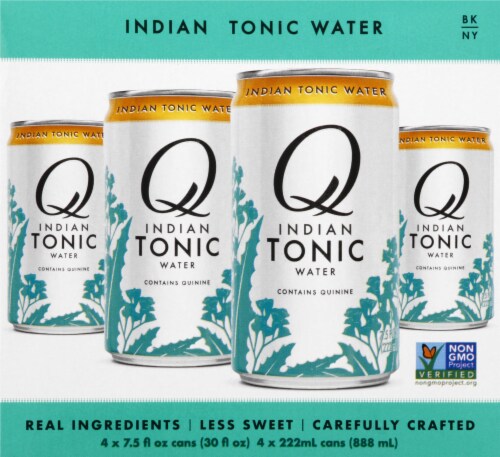 Q Mixers Indian Tonic Water Cans Perspective: front