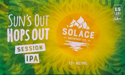 Solace Brewing Co. Sun's Out Hops Out Session IPA Craft Beer Perspective: front